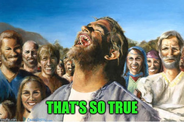 Jesus laughing | THAT'S SO TRUE | image tagged in jesus laughing | made w/ Imgflip meme maker