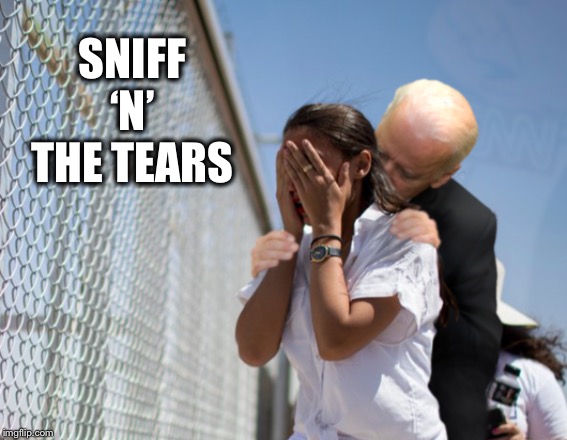They make a formidable duo | SNIFF ‘N’ THE TEARS | image tagged in joe biden,aoc,sniff | made w/ Imgflip meme maker