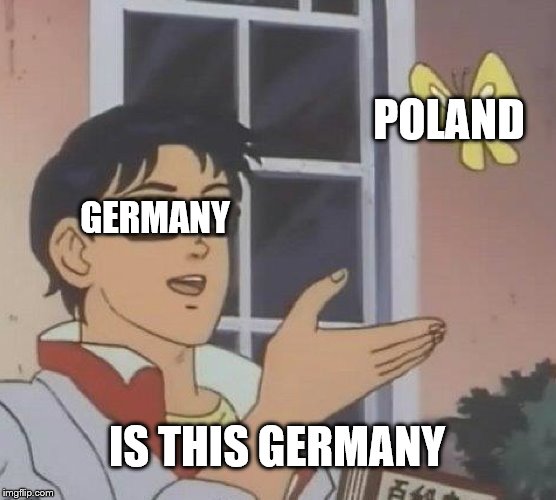 germany want poland | POLAND; GERMANY; IS THIS GERMANY | image tagged in memes,is this a pigeon | made w/ Imgflip meme maker