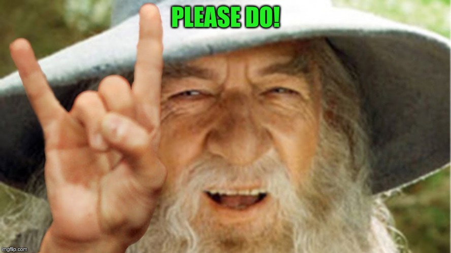 Rock Gandalf | PLEASE DO! | image tagged in rock gandalf | made w/ Imgflip meme maker