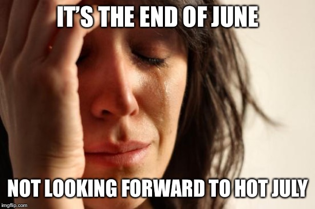 First World Problems Meme | IT’S THE END OF JUNE; NOT LOOKING FORWARD TO HOT JULY | image tagged in memes,first world problems | made w/ Imgflip meme maker