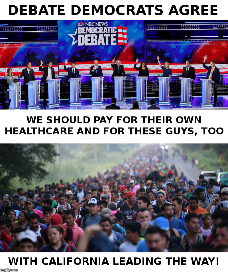 Democrats for Healthcare (their own and others) | image tagged in debates,democrats,healthcare,medicare for all,illegals | made w/ Imgflip meme maker