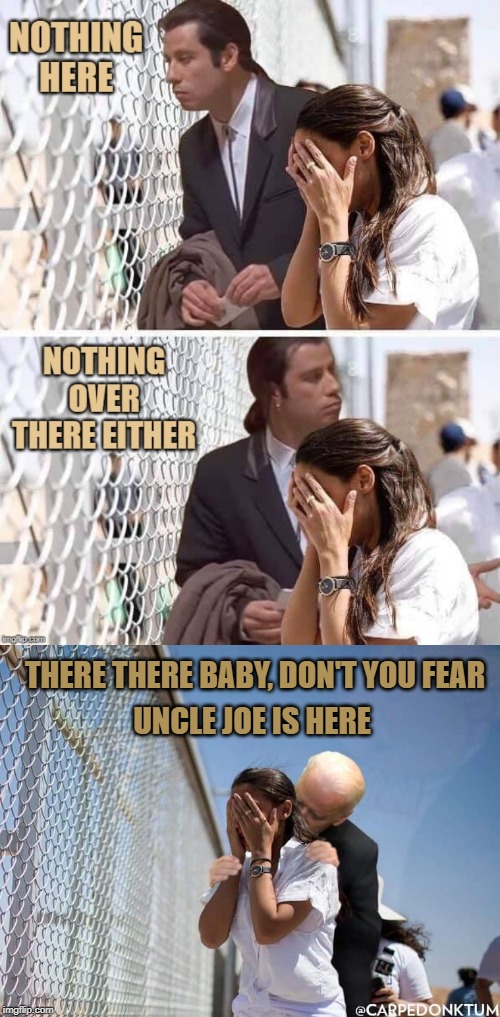 THERE THERE BABY, DON'T YOU FEAR; UNCLE JOE IS HERE | image tagged in creepy biden to aoc | made w/ Imgflip meme maker