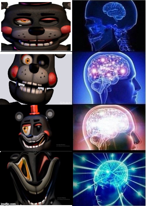 Expanding Brain Meme | image tagged in memes,expanding brain,fnaf | made w/ Imgflip meme maker