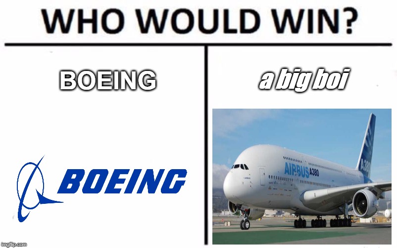 Who Would Win? Meme | BOEING; a big boi | image tagged in memes,who would win | made w/ Imgflip meme maker