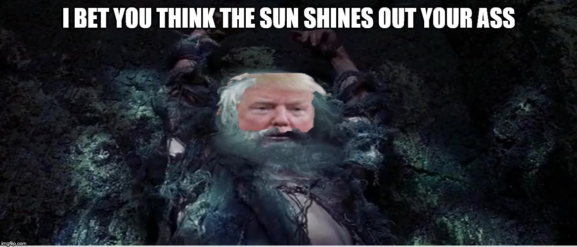Trump sucks | I BET YOU THINK THE SUN SHINES OUT YOUR ASS | made w/ Imgflip meme maker