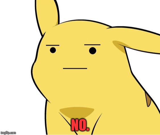 Pikachu Is Not Amused | NO. | image tagged in pikachu is not amused | made w/ Imgflip meme maker