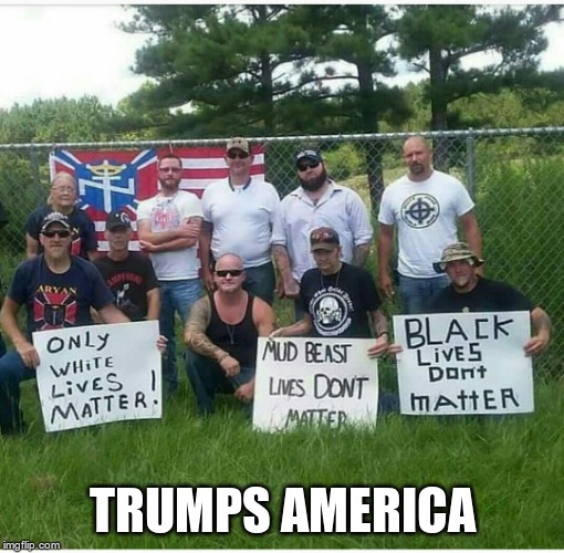 Trumps AmeriKKKA | TRUMPS AMERICA | image tagged in trump,gop,racism,hate | made w/ Imgflip meme maker