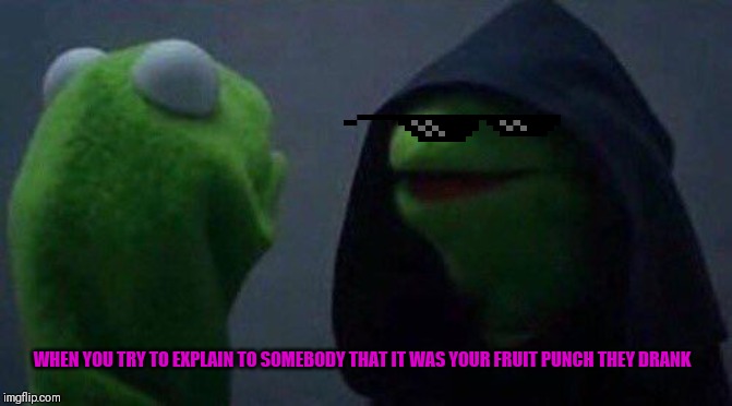 kermit me to me | WHEN YOU TRY TO EXPLAIN TO SOMEBODY THAT IT WAS YOUR FRUIT PUNCH THEY DRANK | image tagged in kermit me to me | made w/ Imgflip meme maker