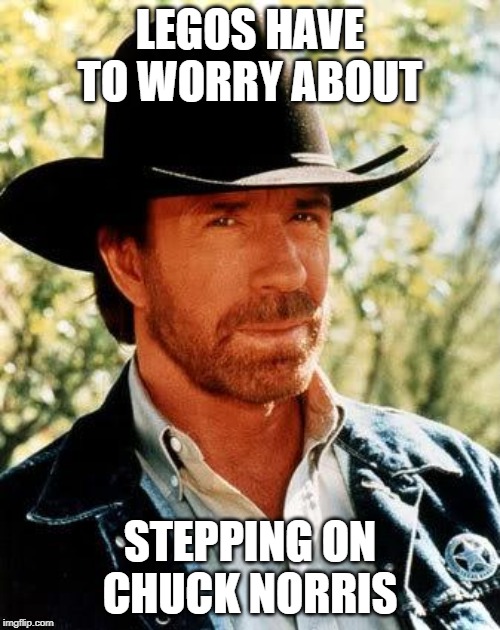 He is a god... | LEGOS HAVE TO WORRY ABOUT; STEPPING ON CHUCK NORRIS | image tagged in memes,chuck norris | made w/ Imgflip meme maker