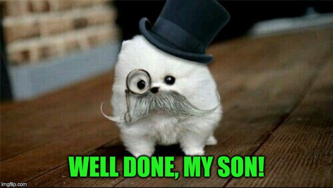 Sophisticated Dog | WELL DONE, MY SON! | image tagged in sophisticated dog | made w/ Imgflip meme maker