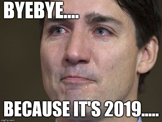 Trudeau 2019 | BYEBYE.... BECAUSE IT'S 2019..... | image tagged in trudeau,2019,because,justin trudeau,canada | made w/ Imgflip meme maker