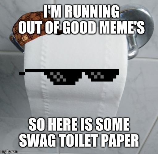 Swag toilet paper | I'M RUNNING OUT OF GOOD MEME'S; SO HERE IS SOME SWAG TOILET PAPER | image tagged in toilet paper | made w/ Imgflip meme maker