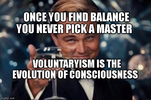 slaves | ONCE YOU FIND BALANCE YOU NEVER PICK A MASTER; VOLUNTARYISM IS THE EVOLUTION OF CONSCIOUSNESS | image tagged in slaves | made w/ Imgflip meme maker