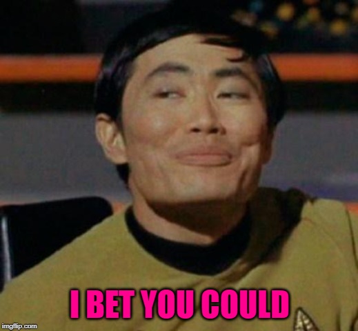 George Takei | I BET YOU COULD | image tagged in george takei | made w/ Imgflip meme maker