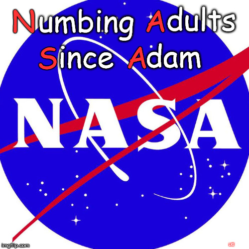 If the Shoe Fits . . . . | dults; N; A; umbing; S; A; ince; dam; LKE | image tagged in nasa,numbing adults since adam,meme,nasa acronym,flat earth,biblical cosmology | made w/ Imgflip meme maker