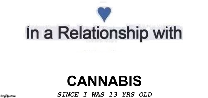 In a relationship | CANNABIS; SINCE I WAS 13 YRS OLD | image tagged in in a relationship | made w/ Imgflip meme maker