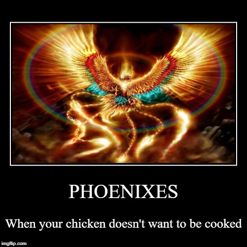image tagged in funny,demotivationals,phoenix,fire,chicken | made w/ Imgflip demotivational maker