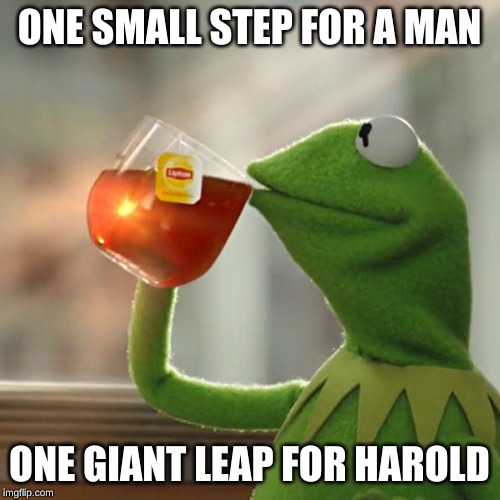 But That's None Of My Business Meme | ONE SMALL STEP FOR A MAN ONE GIANT LEAP FOR HAROLD | image tagged in memes,but thats none of my business,kermit the frog | made w/ Imgflip meme maker