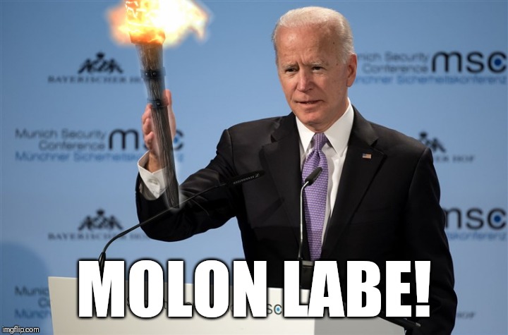 Still holding on to that torch | MOLON LABE! | image tagged in joe biden,democrats,debates,funny,politics | made w/ Imgflip meme maker