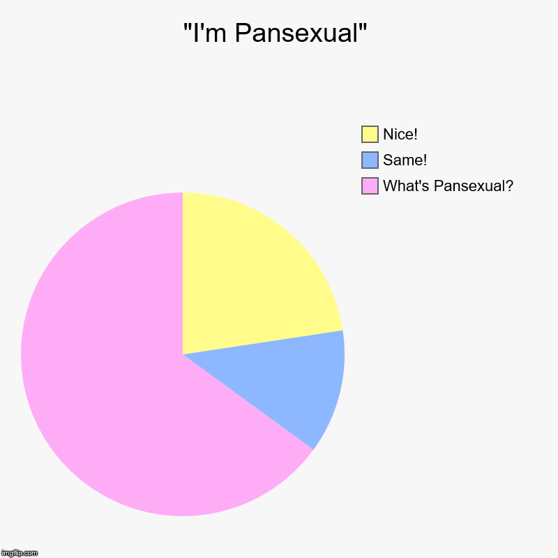 "I'm Pansexual" | What's Pansexual?, Same!, Nice! | image tagged in charts,pie charts | made w/ Imgflip chart maker