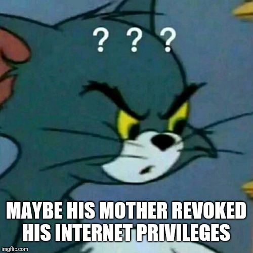MAYBE HIS MOTHER REVOKED HIS INTERNET PRIVILEGES | made w/ Imgflip meme maker