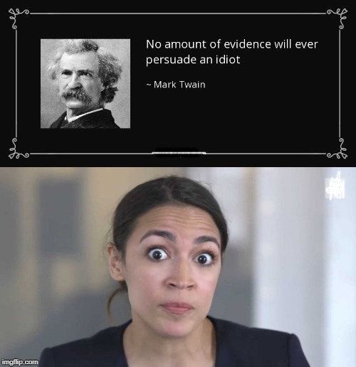 no words needed | image tagged in crazy alexandria ocasio-cortez,mark twain | made w/ Imgflip meme maker