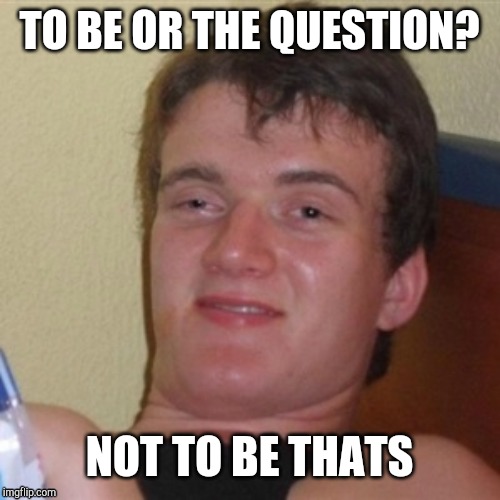 High/Drunk guy | TO BE OR THE QUESTION? NOT TO BE THATS | image tagged in high/drunk guy | made w/ Imgflip meme maker