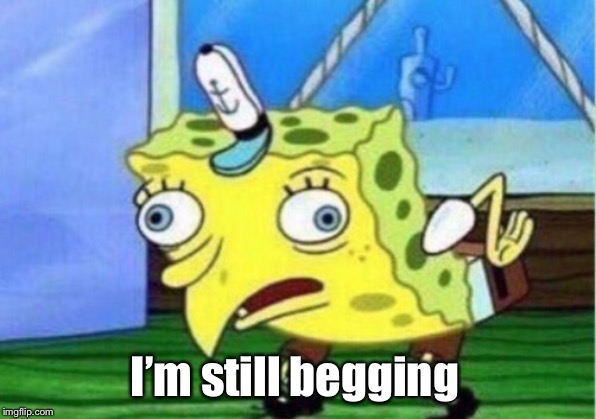 Mocking Spongebob Meme | I’m still begging | image tagged in memes,mocking spongebob | made w/ Imgflip meme maker