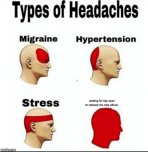 Types of Headaches meme | waiting for big sean to release his new album | image tagged in types of headaches meme | made w/ Imgflip meme maker