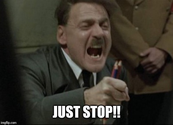 Hitler Downfall | JUST STOP!! | image tagged in hitler downfall | made w/ Imgflip meme maker