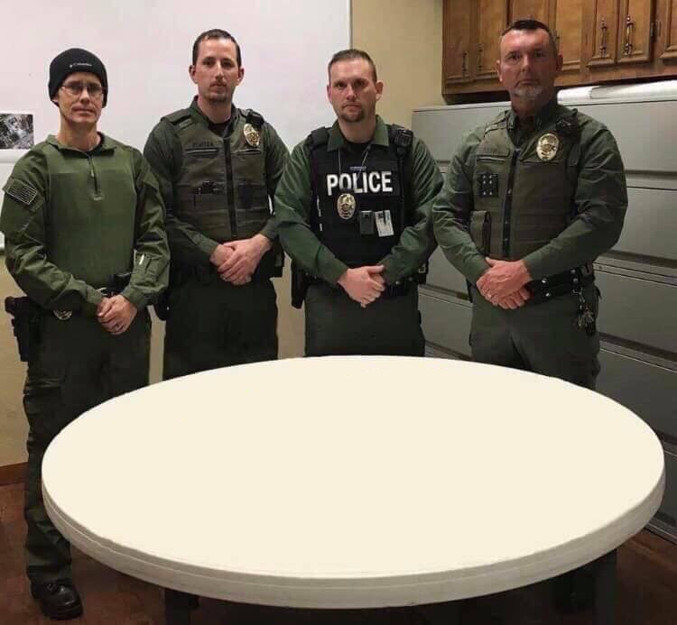 Cops posing (add your own version of what they stole) Blank Meme Template