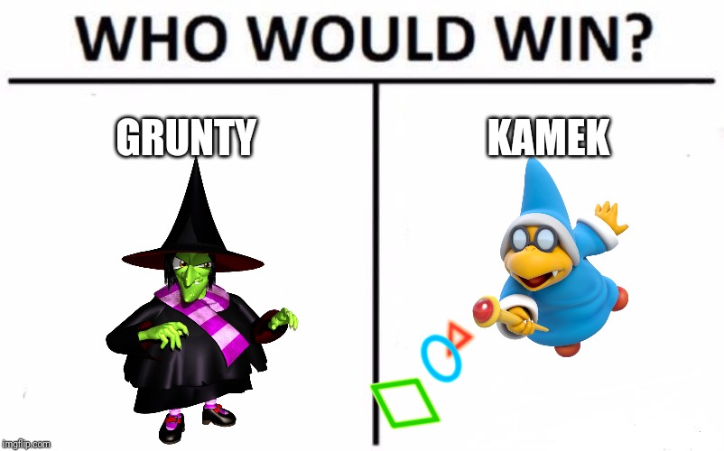 Who Would Win? Meme | GRUNTY; KAMEK | image tagged in memes,who would win,mario,banjo kazooie | made w/ Imgflip meme maker