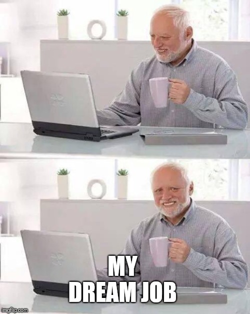 Hide the Pain Harold Meme | MY 
DREAM JOB | image tagged in memes,hide the pain harold | made w/ Imgflip meme maker