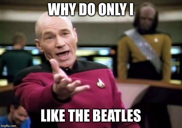 Picard Wtf | WHY DO ONLY I; LIKE THE BEATLES | image tagged in memes,picard wtf | made w/ Imgflip meme maker