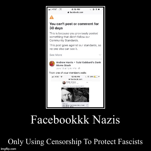 Facebookkk Nazis | image tagged in funny,demotivationals,censorship,facebook | made w/ Imgflip demotivational maker