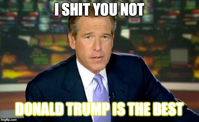 Brian Williams Was There Meme | I SHIT YOU NOT; DONALD TRUMP IS THE BEST | image tagged in memes,brian williams was there | made w/ Imgflip meme maker