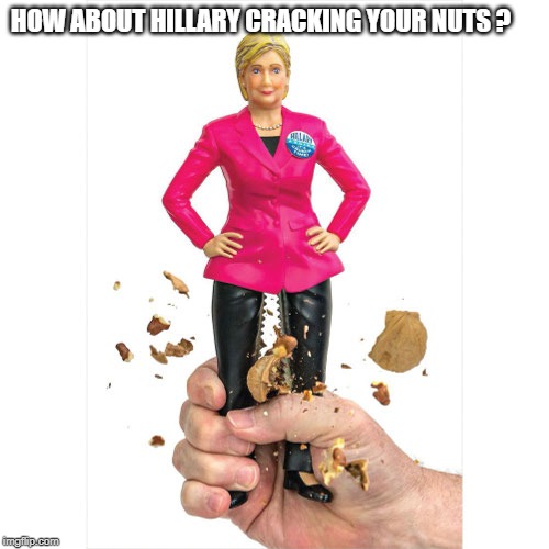 Hillary nutcracker  | HOW ABOUT HILLARY CRACKING YOUR NUTS ? | image tagged in hillary nutcracker | made w/ Imgflip meme maker