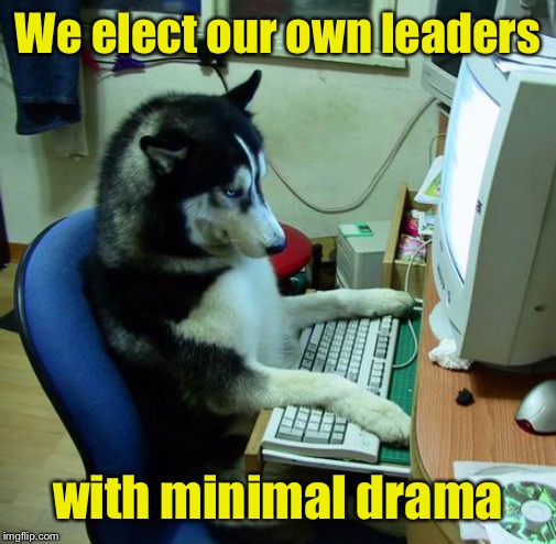 I Have No Idea What I Am Doing Meme | We elect our own leaders with minimal drama | image tagged in memes,i have no idea what i am doing | made w/ Imgflip meme maker