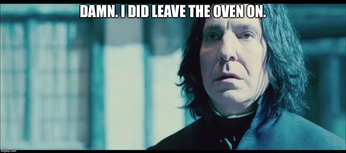 Trump is Snape  | DAMN. I DID LEAVE THE OVEN ON. | image tagged in trump is snape | made w/ Imgflip meme maker