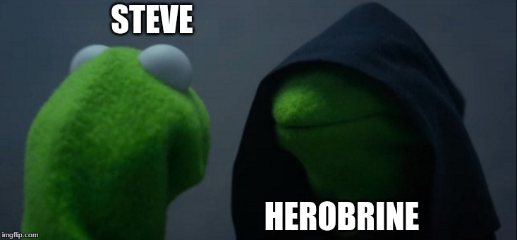 Evil Kermit Meme | STEVE; HEROBRINE | image tagged in memes,evil kermit | made w/ Imgflip meme maker