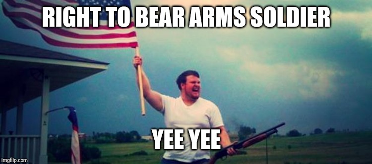 'Merica | RIGHT TO BEAR ARMS SOLDIER YEE YEE | image tagged in 'merica | made w/ Imgflip meme maker