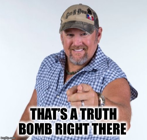 Larry the Cable Guy | THAT’S A TRUTH BOMB RIGHT THERE | image tagged in larry the cable guy | made w/ Imgflip meme maker