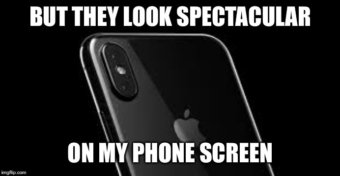 I phone camera | BUT THEY LOOK SPECTACULAR ON MY PHONE SCREEN | image tagged in i phone camera | made w/ Imgflip meme maker