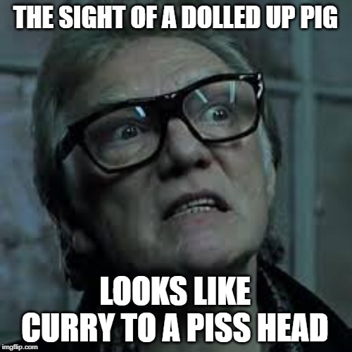 THE SIGHT OF A DOLLED UP PIG LOOKS LIKE CURRY TO A PISS HEAD | made w/ Imgflip meme maker