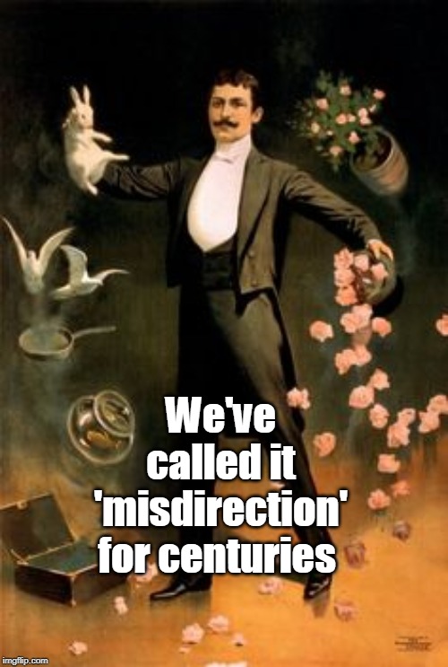 magician1 | We've called it 'misdirection' for centuries | image tagged in magician1 | made w/ Imgflip meme maker