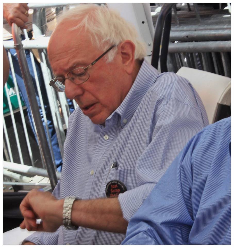 Bernie Sanders looking at his watch Blank Meme Template