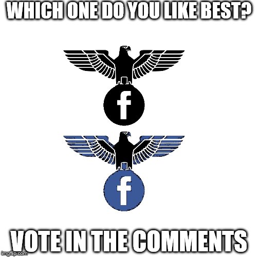 Facebook Nazis | WHICH ONE DO YOU LIKE BEST? VOTE IN THE COMMENTS | image tagged in facebook,nazis,politics,liberal hypocrisy,new template | made w/ Imgflip meme maker