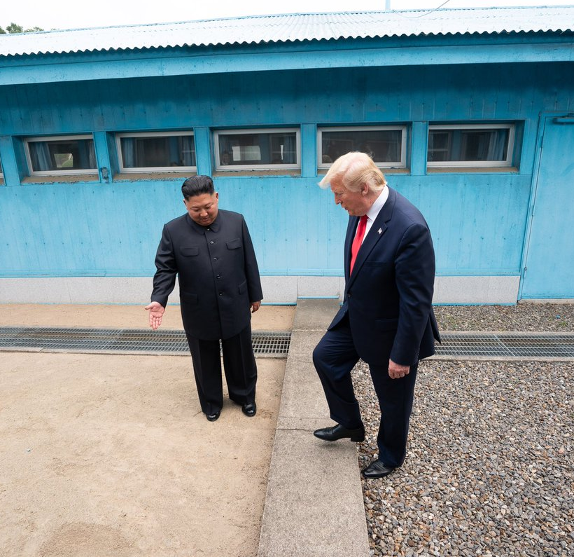 Trump Steps Over NK Border Blank Meme Template