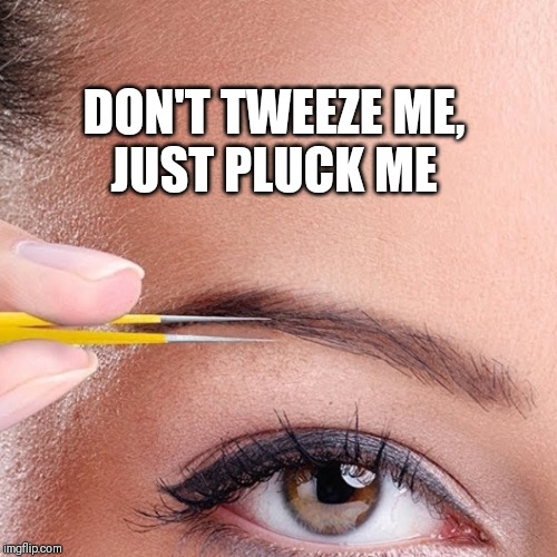 DON'T TWEEZE ME,
JUST PLUCK ME | image tagged in funny,sexy,eyes,eyebrows,teasing hot chick | made w/ Imgflip meme maker